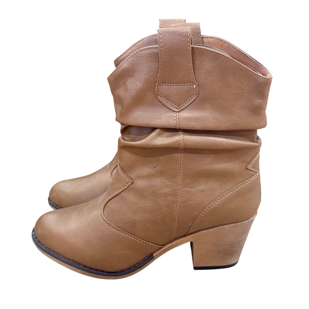 NWT Charles Albert Women’s Tan Cowboy Boots 100% Vegan Leather Modern Western 8M - Picture 4 of 8